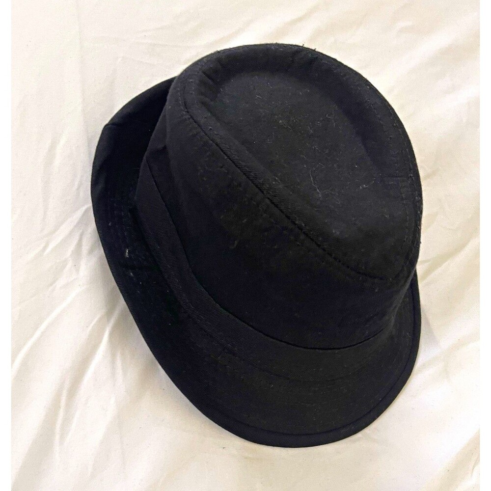 H&M Men's Black Solid Fedora Hat Size S Classic Brim Style